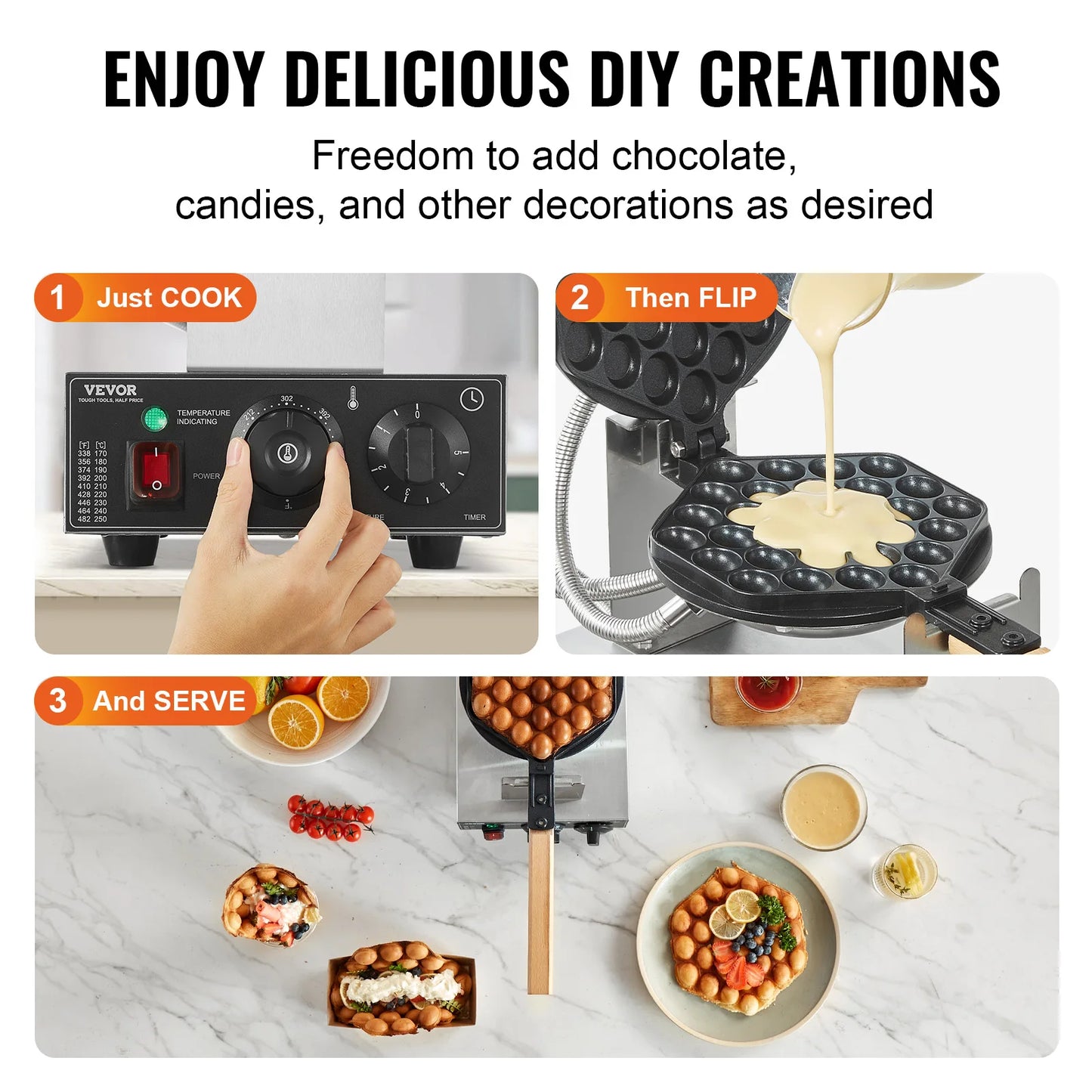 SucceBuy Commercial Egg Bubble Waffle Maker Machine