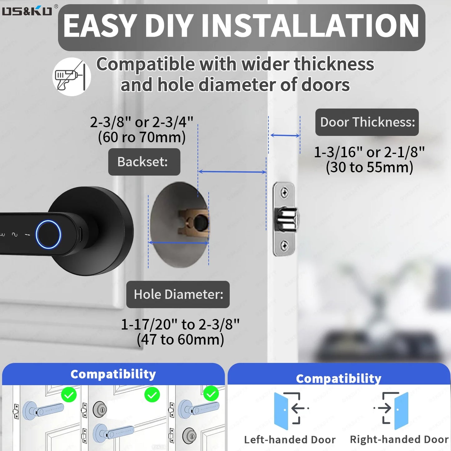 DSKDFTY Keyless Fingerprint Door Lock With Biometric Access
