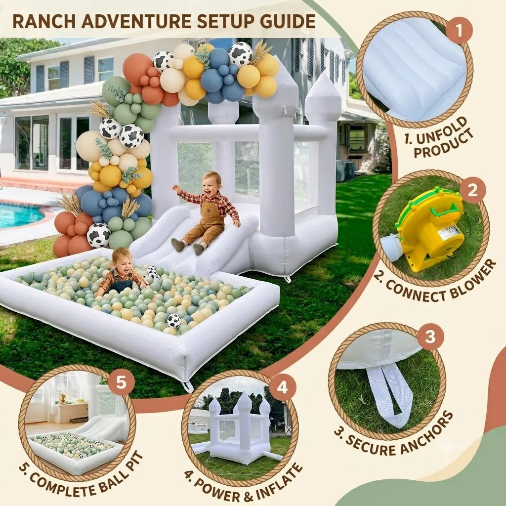 Inflatable Bouncy Castle With Slide And Ball Pit For Kids