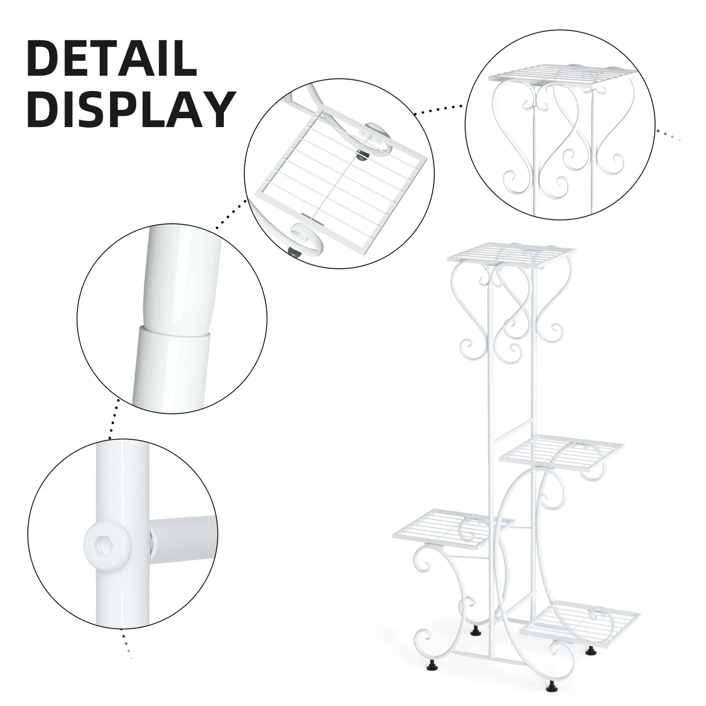 4 Tier Metal Plant Stand Indoor Outdoor Garden Rack