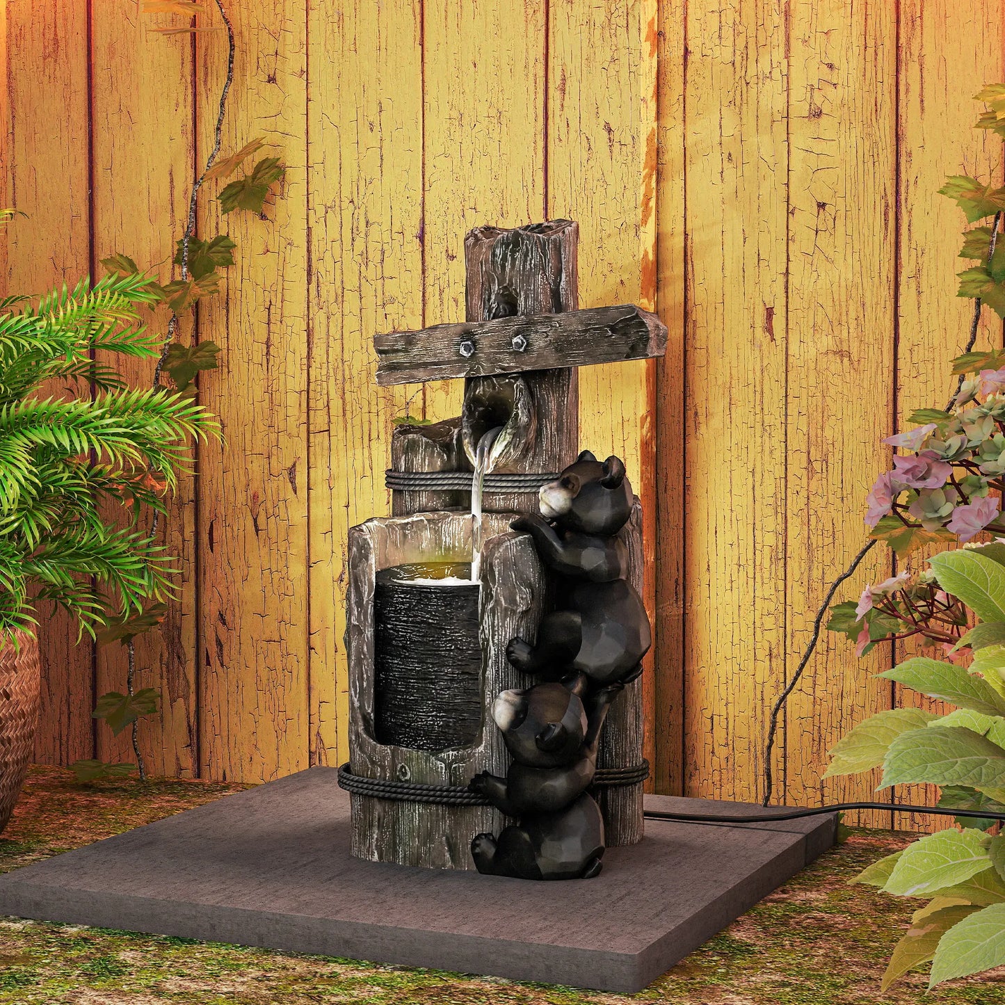 Outdoor Waterfall Fountain With LED Lights And Pump
