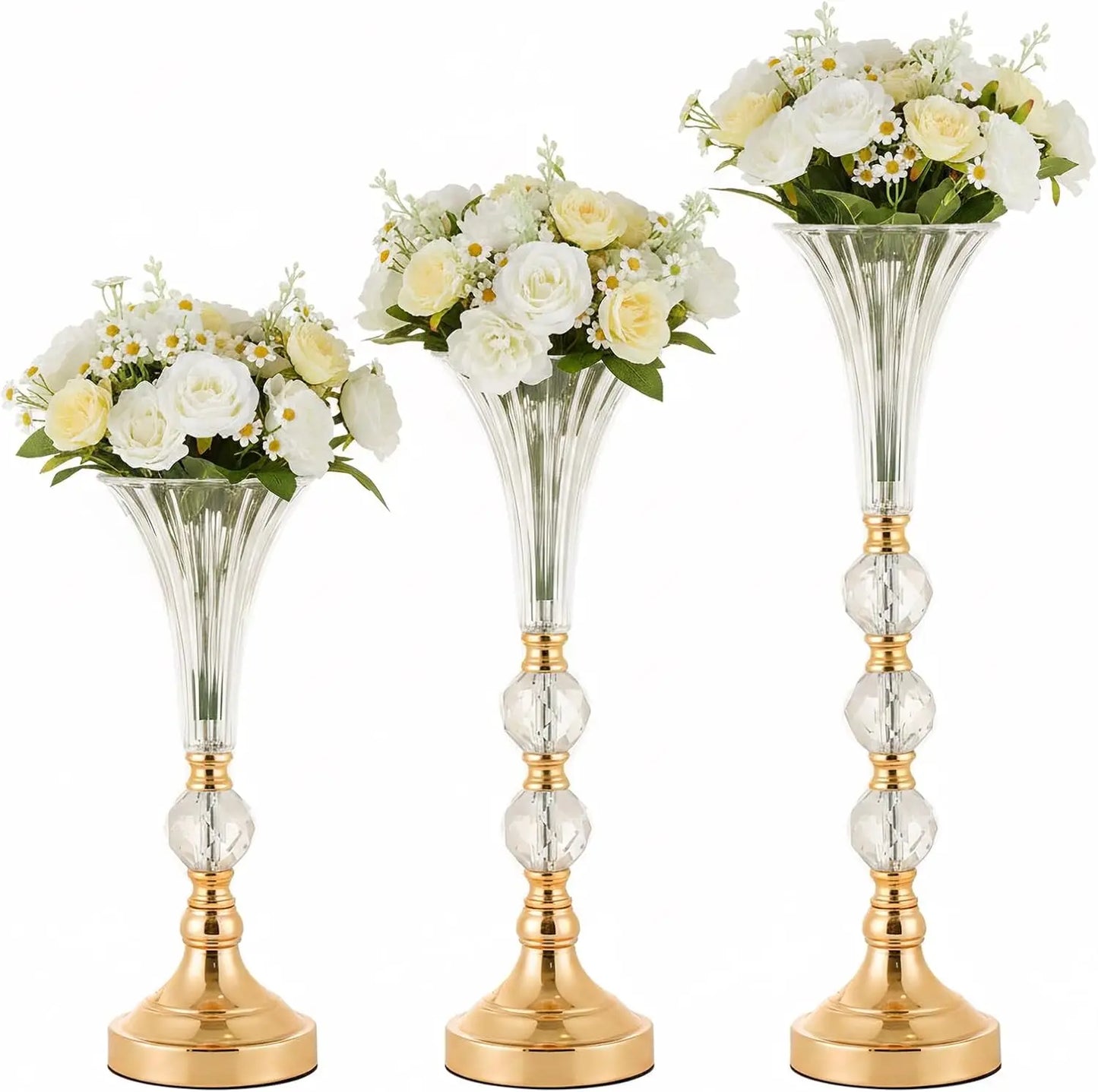 VINCIGANT Acrylic Trumpet Vases Set Of 3