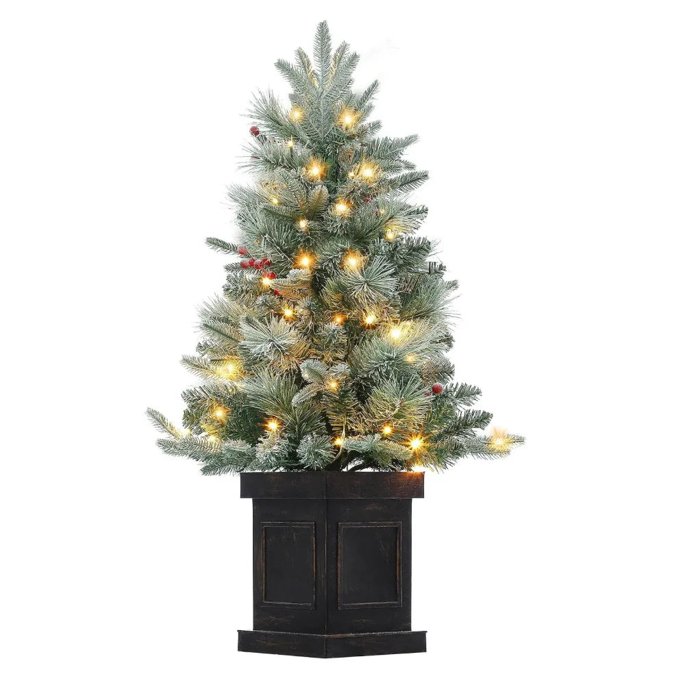 Prelit Snow Flocked Christmas Tree With LED Lights
