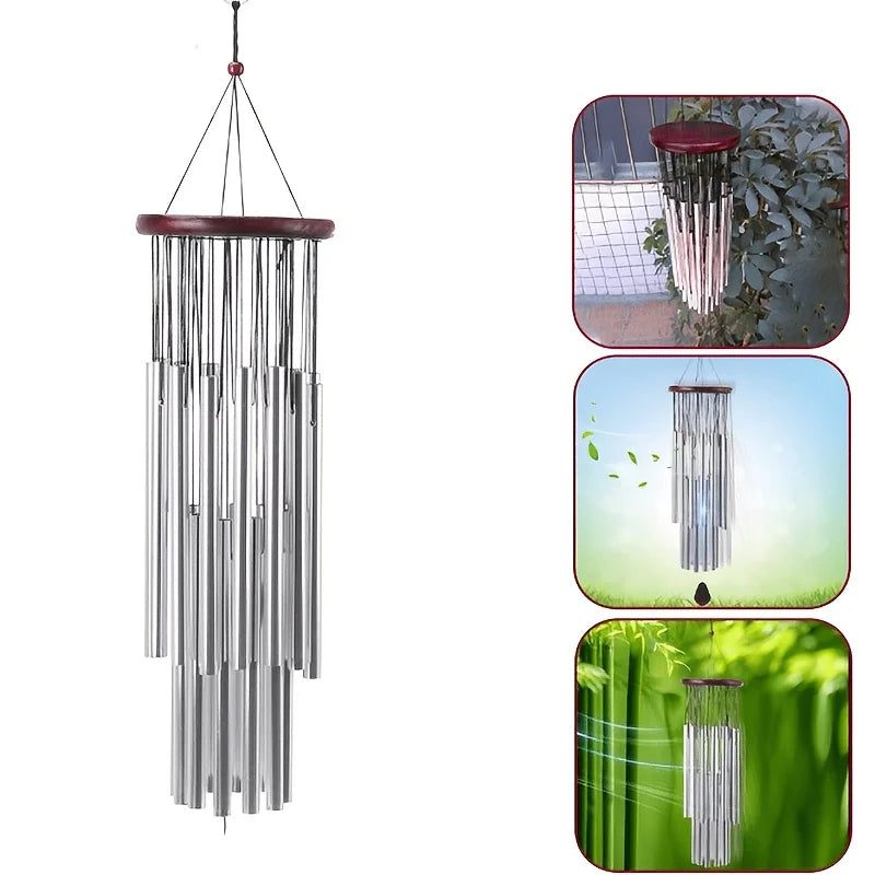 Metal Wind Chime With Wooden Top For Garden Decor