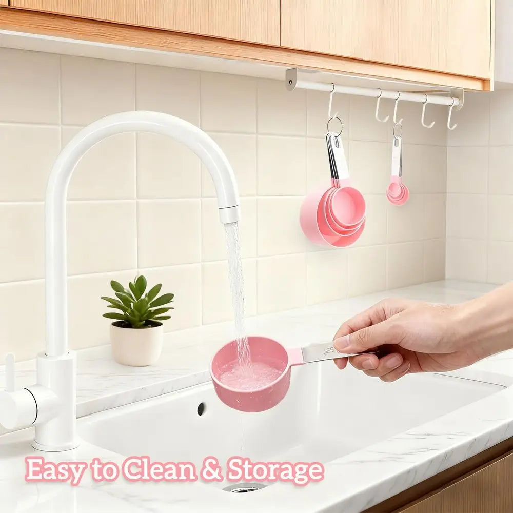Stainless Steel Handle Measuring Cups And Spoons Set