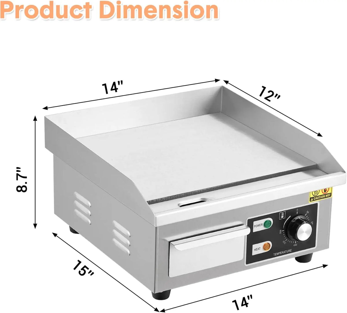 Tacleekii Commercial Stainless Steel Electric Griddle