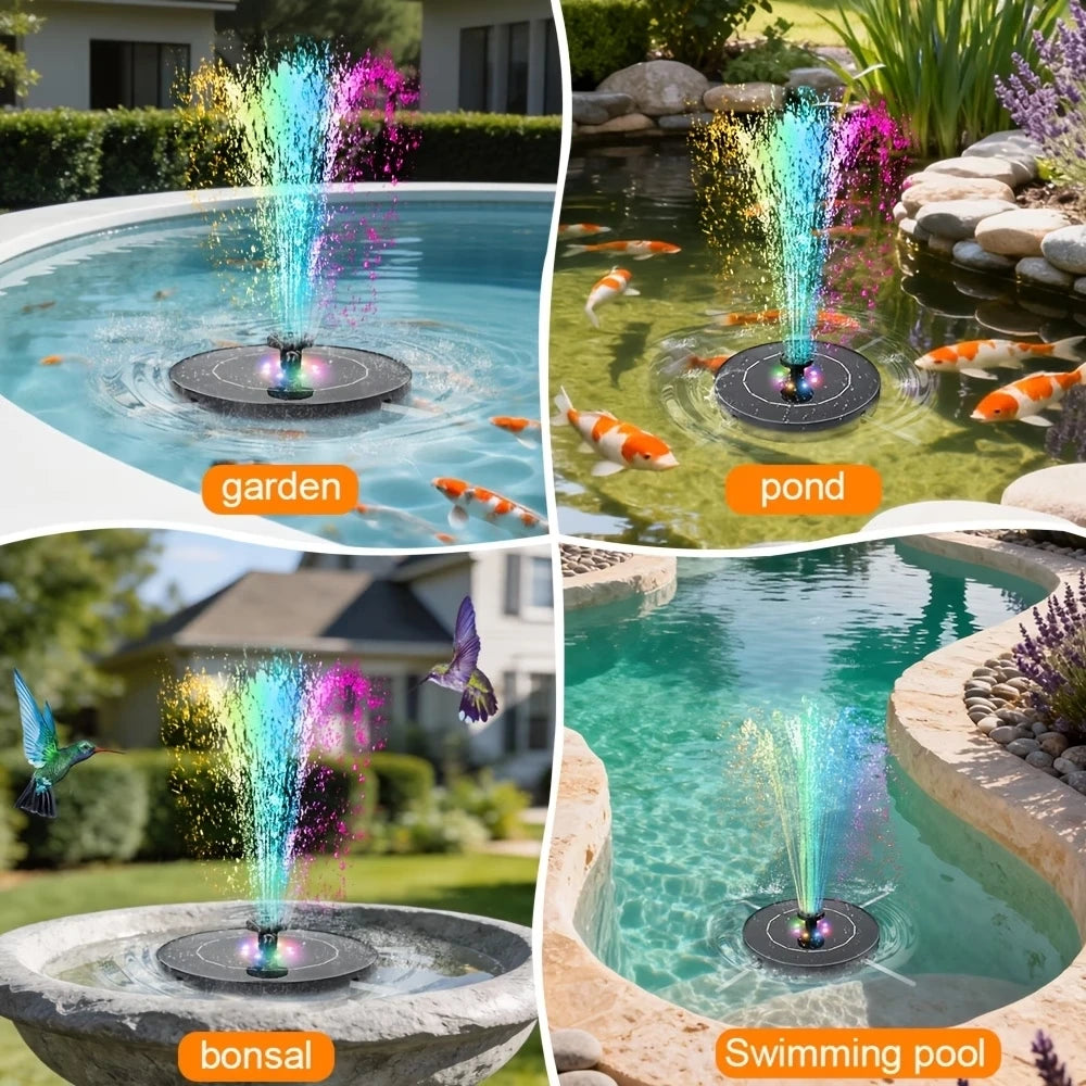 3.5W Solar Powered Water Fountain With LED Lights