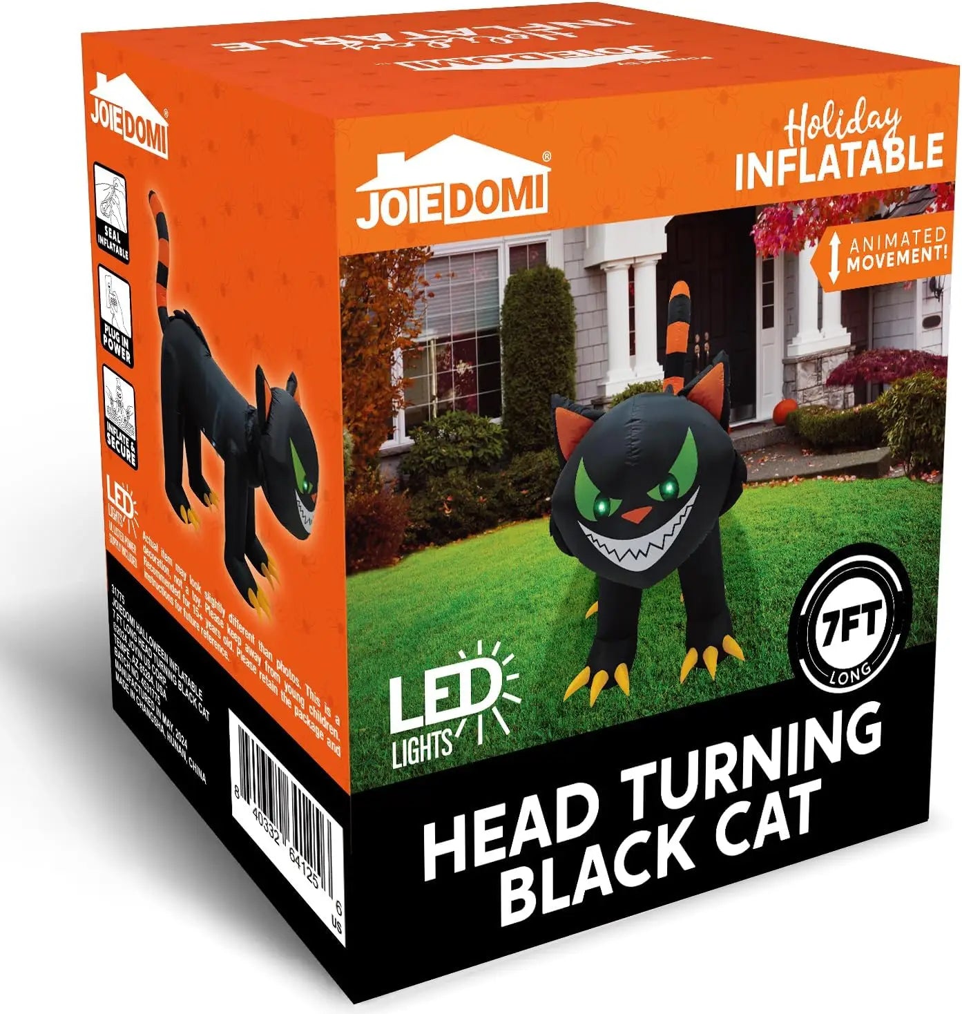 Joyfy Halloween Cat Inflatables With Moving Head For Yard