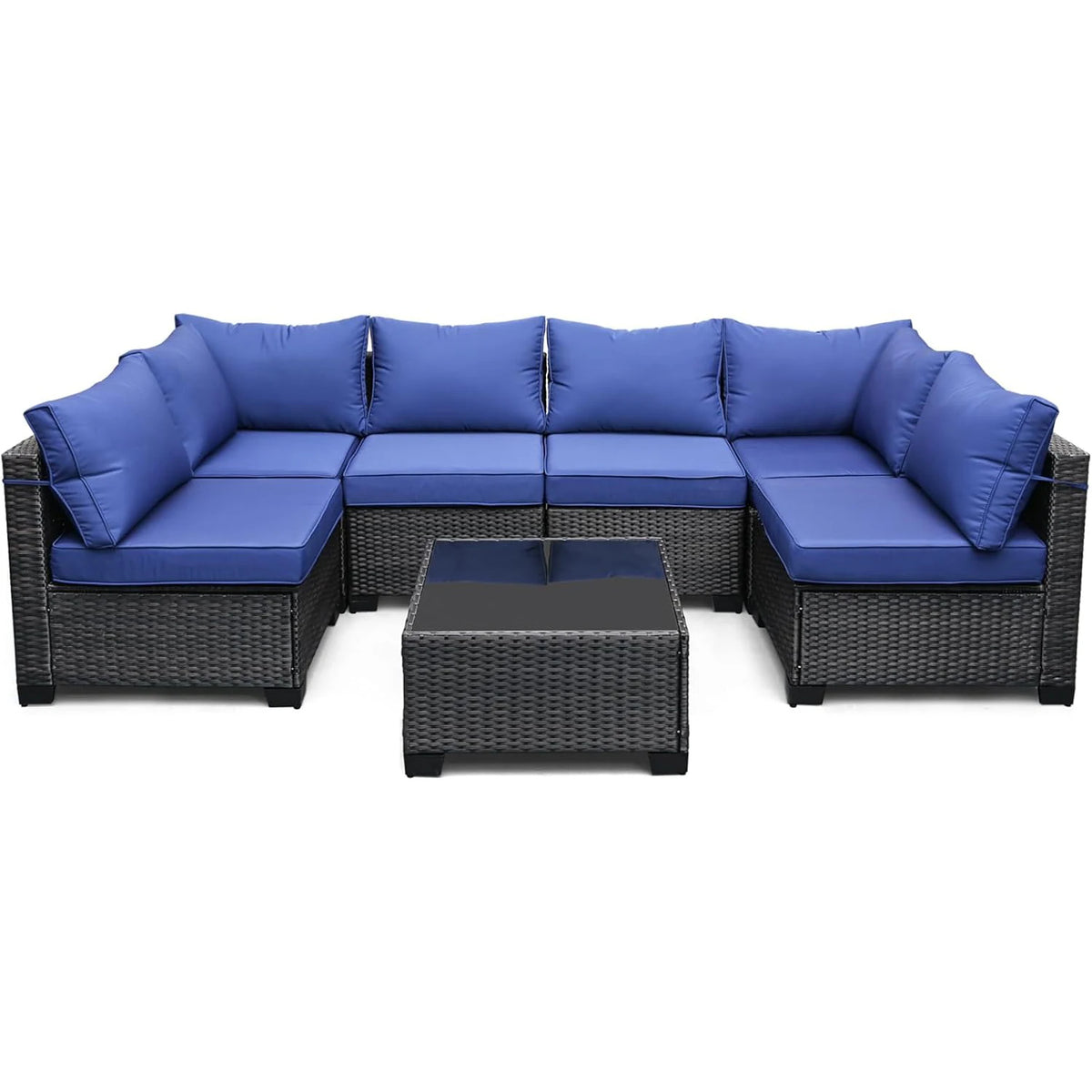 HiMISS Modular Outdoor Rattan Conversation Sofa Set