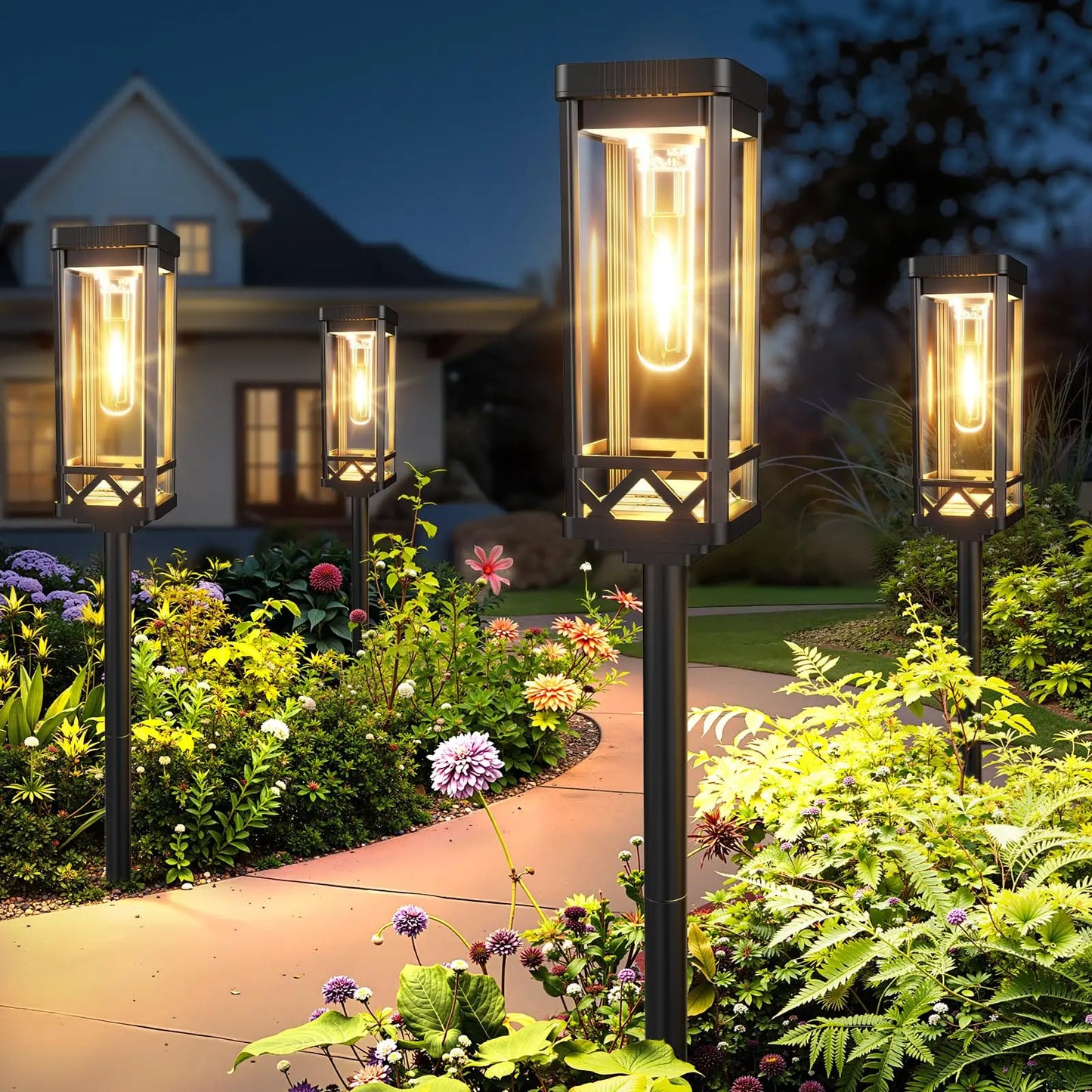 Solar Pathway Lighting Waterproof Walkway Yard LED