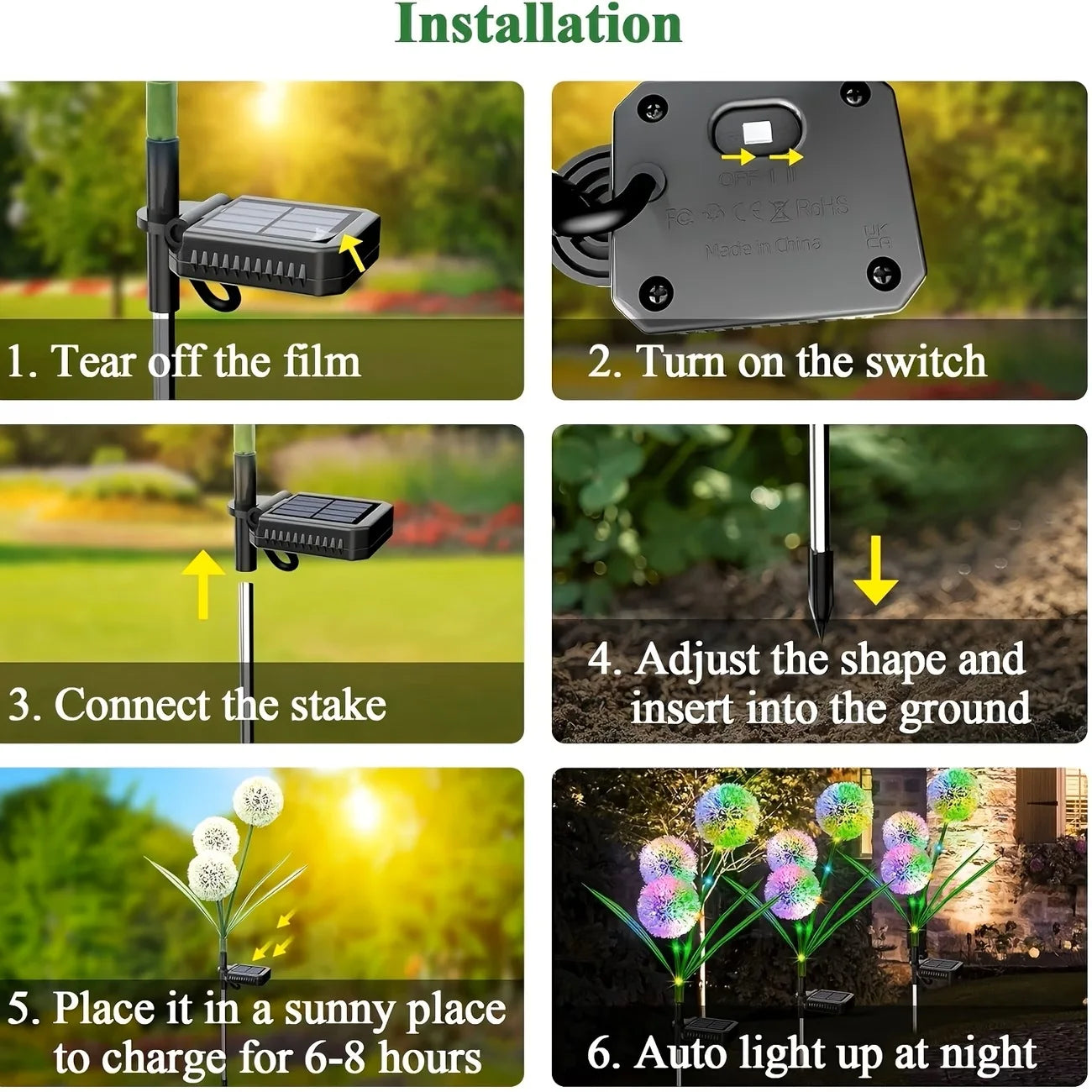 Solar Led Dandelion Outdoor Ground Light 4 Pack