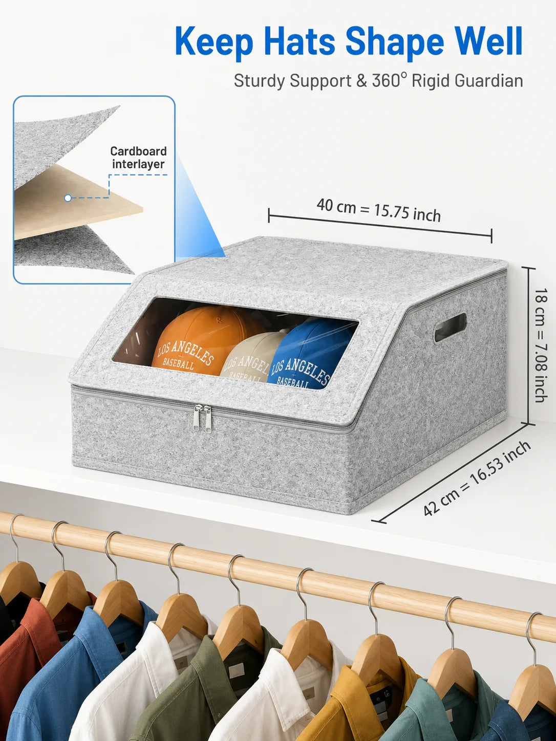 Stackable Baseball Cap Storage Box For Hats