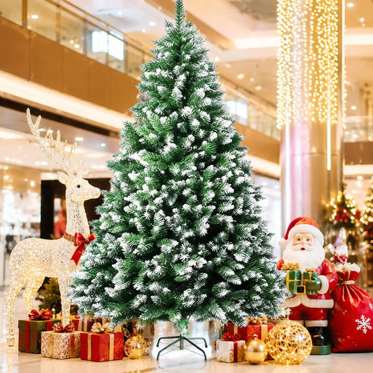Artificial Frosted Pine Christmas Tree With Metal Base