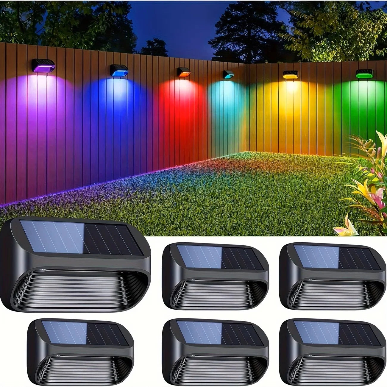 Solar Fence Light With Rgb Led Waterproof Outdoor Wall