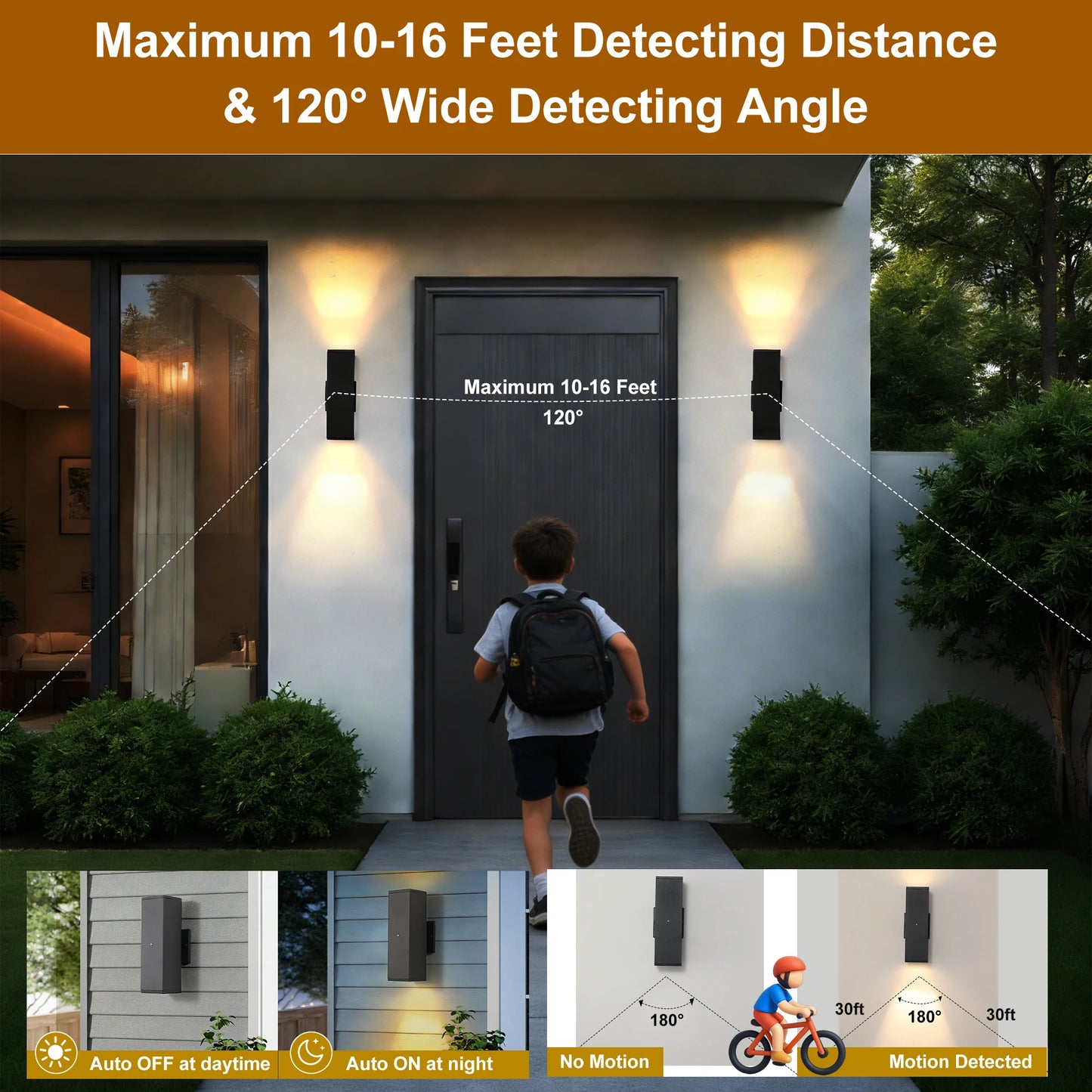 Arlgsite Motion Sensor Outdoor Wall Lights 2 Pack
