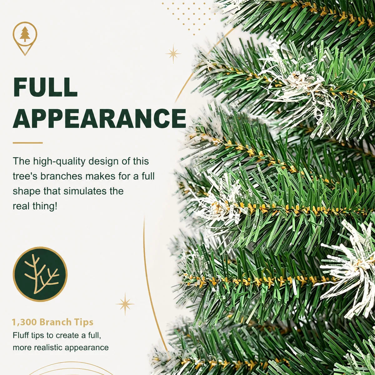 Artificial Frosted Pine Christmas Tree With Metal Base