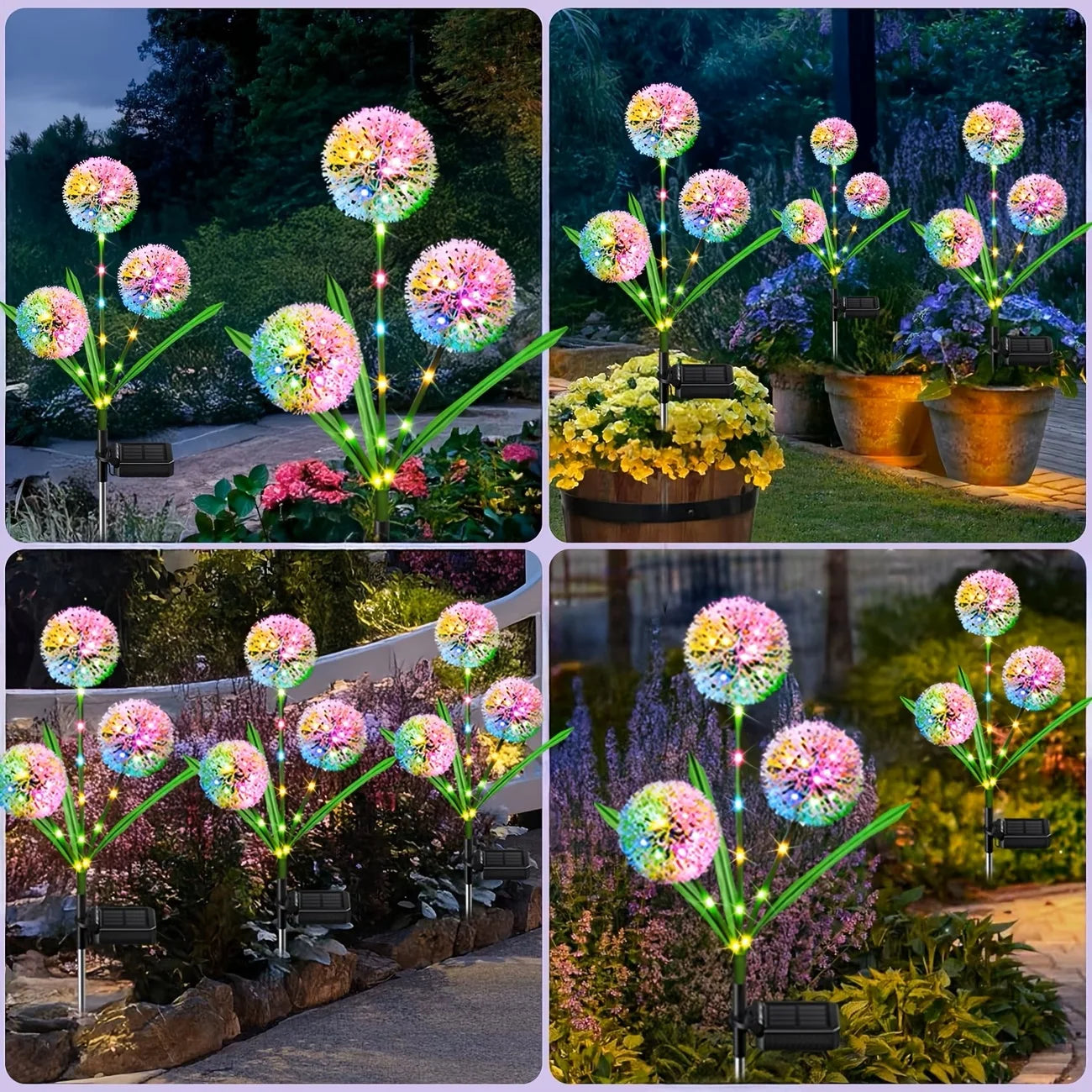 Solar Led Dandelion Outdoor Ground Light 4 Pack