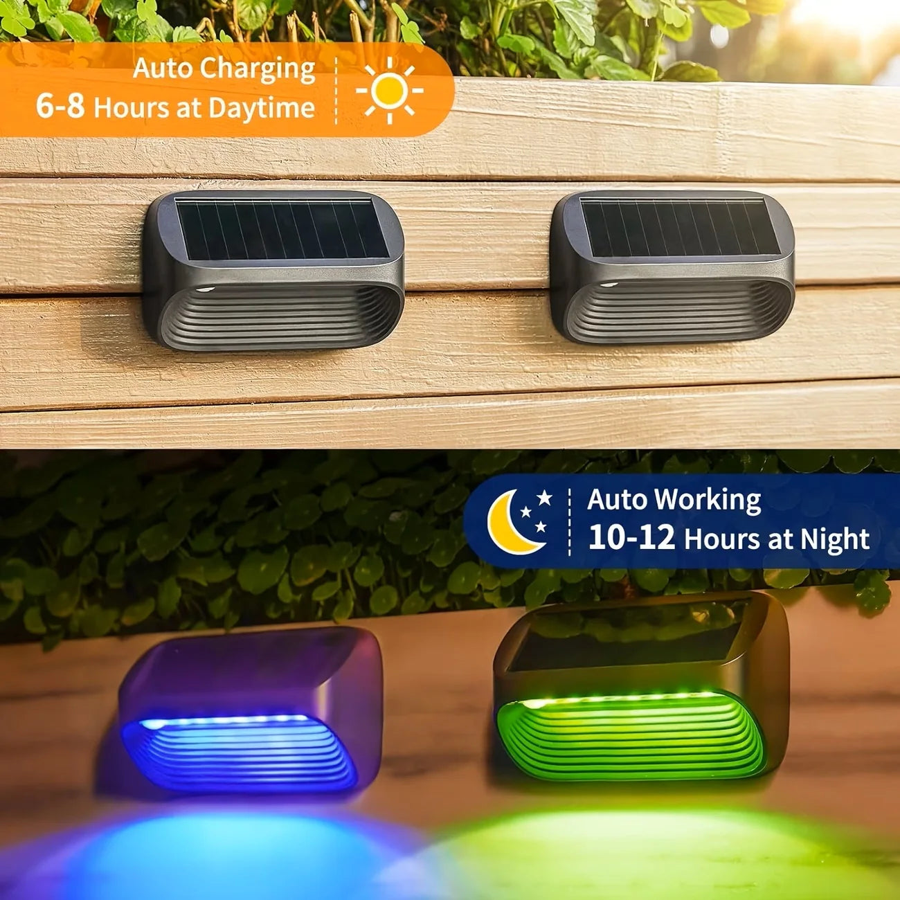 Solar Fence Light With Rgb Led Waterproof Outdoor Wall