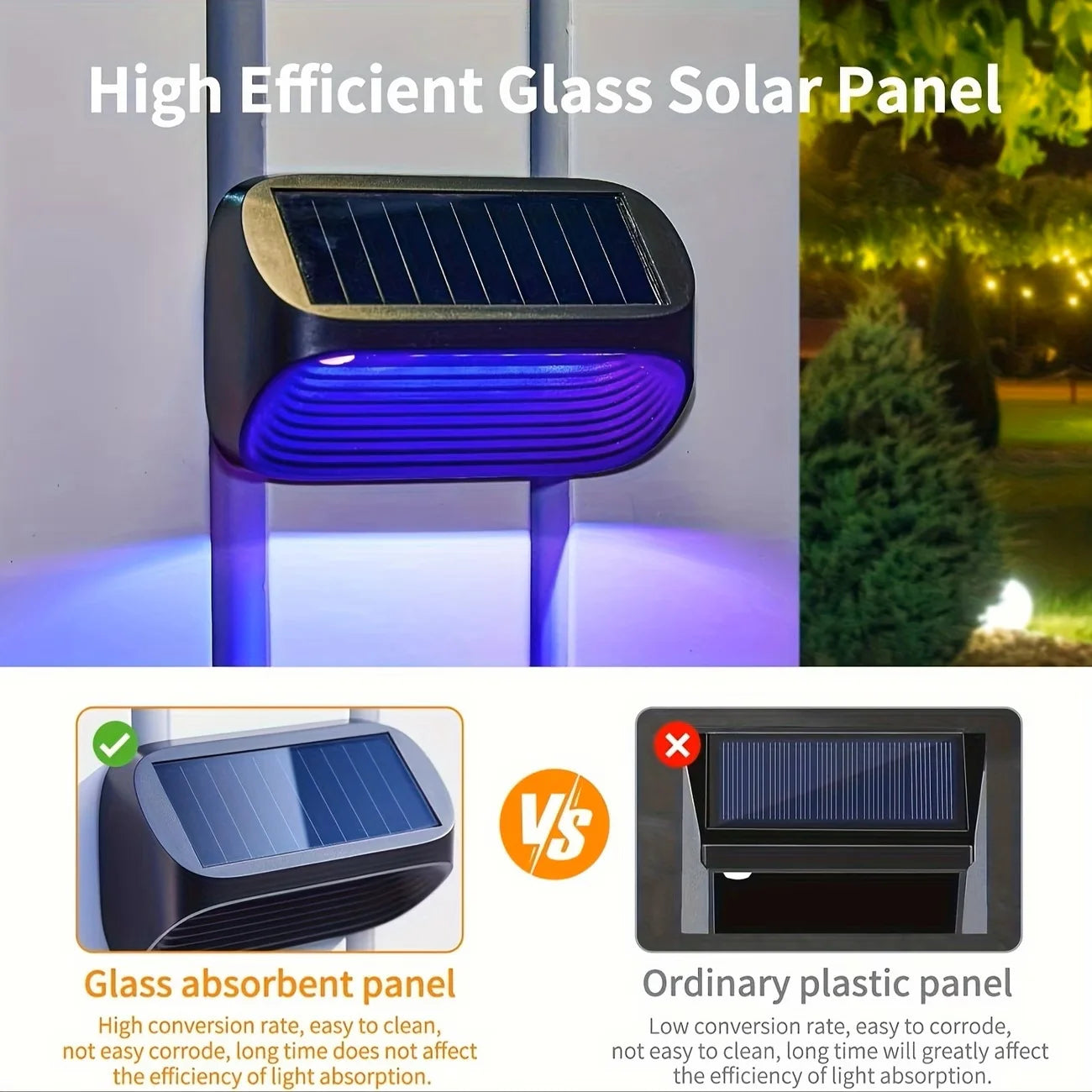 Solar Fence Light With Rgb Led Waterproof Outdoor Wall
