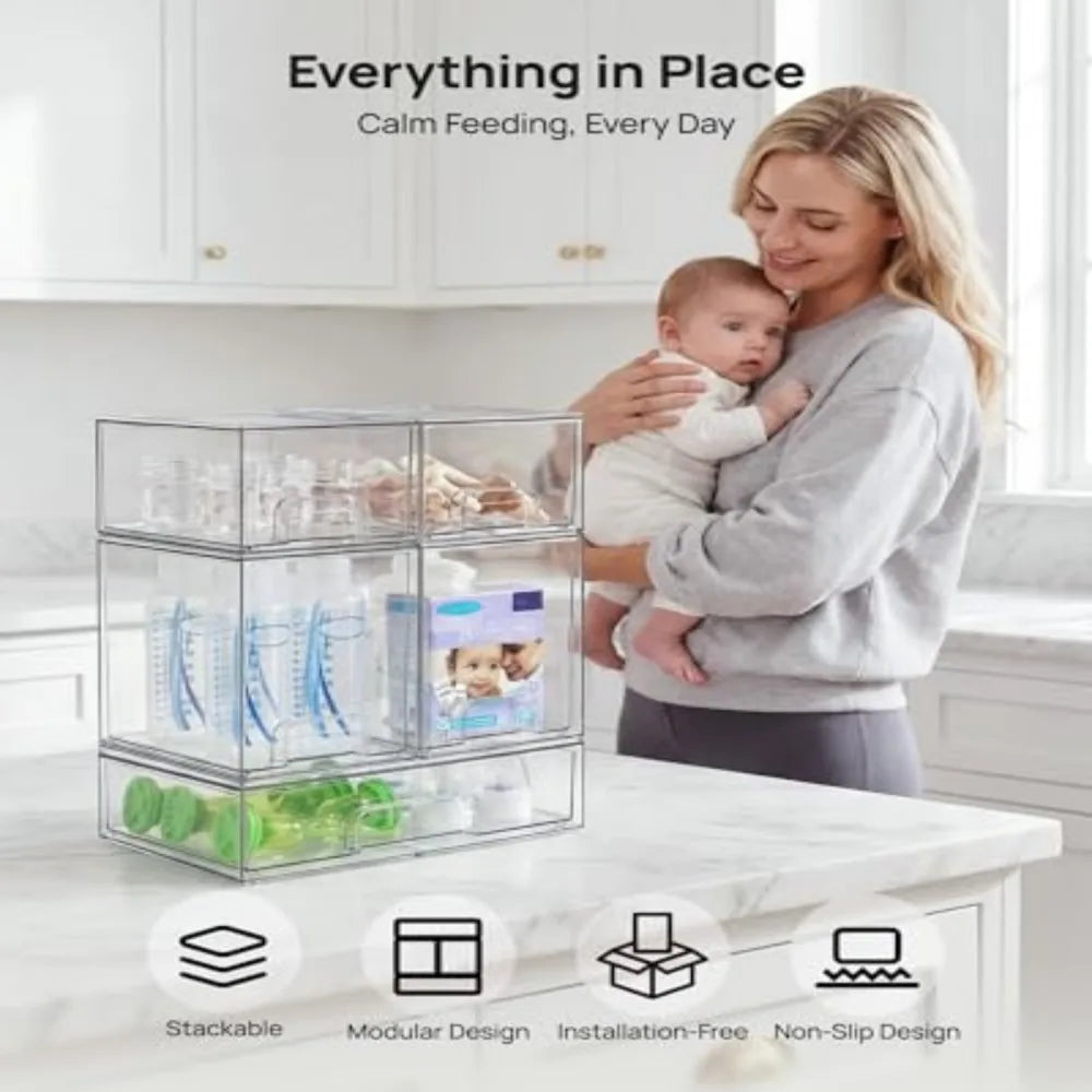 Stackable Plastic Storage Drawers Organizer for Home Office