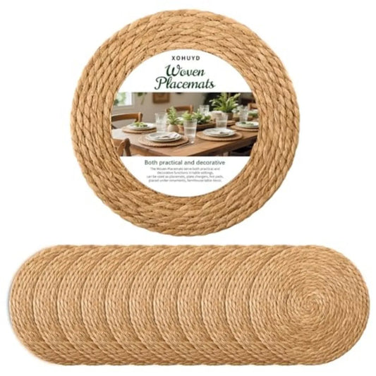 Natural Woven Rush Placemats for Dining Table
