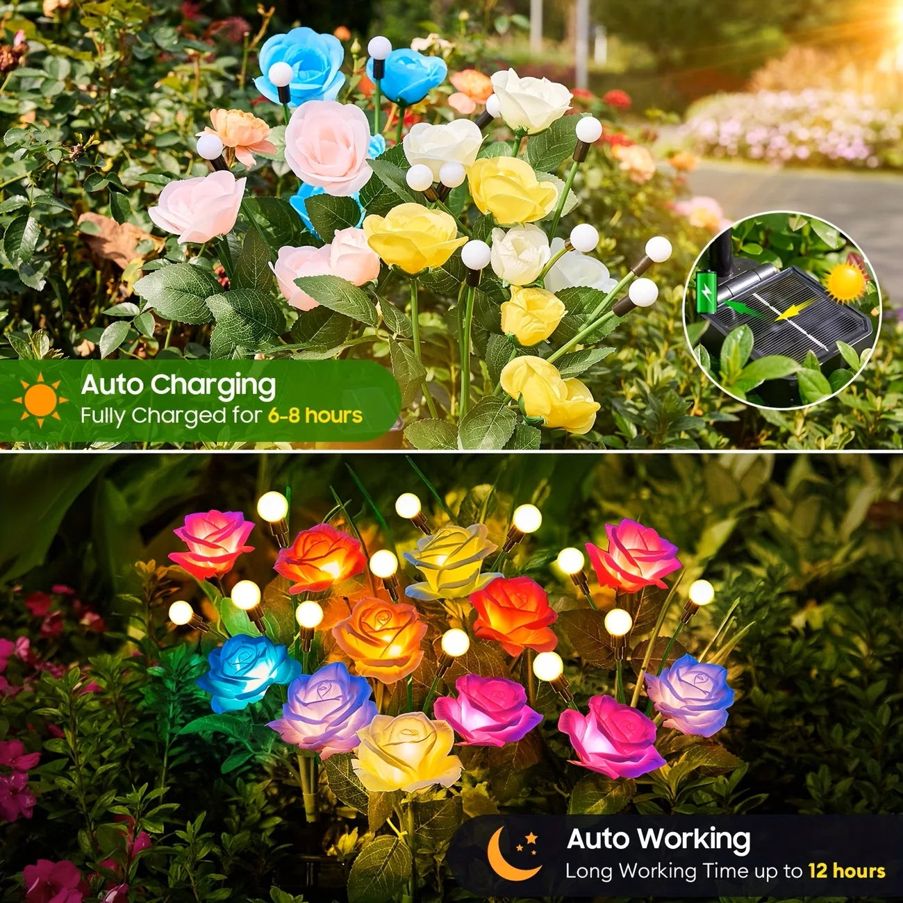 Solar Outdoor Rose LED Garden Lights