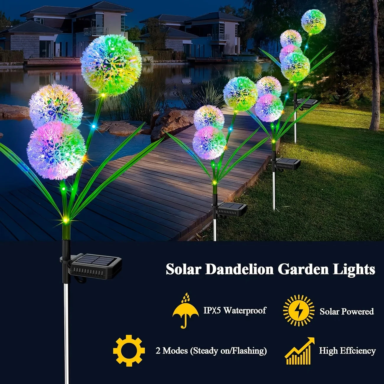 Solar Led Dandelion Outdoor Ground Light 4 Pack