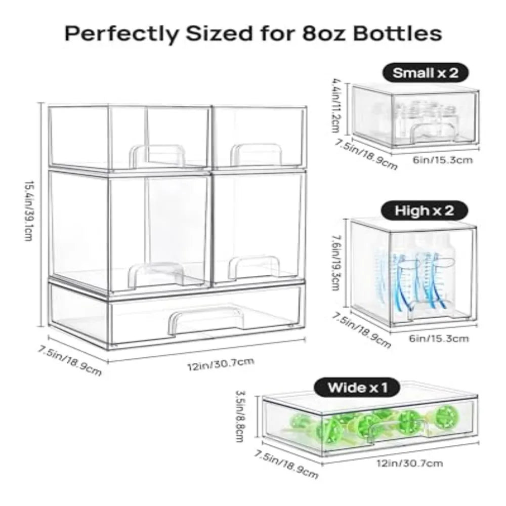 Stackable Plastic Storage Drawers Organizer for Home Office