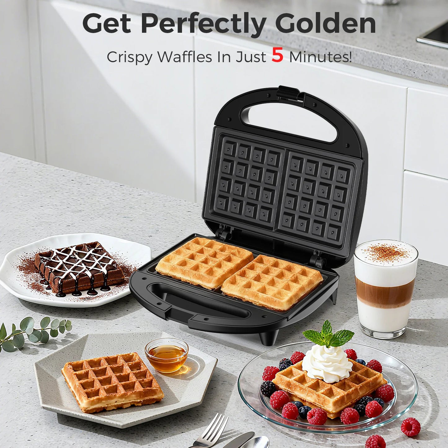 OSTBA Nonstick Belgian Waffle Maker With Indicator Lights