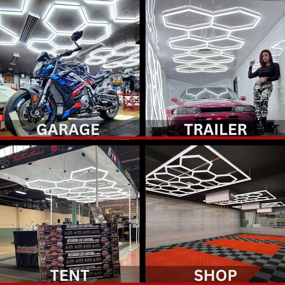 Honeycomb Hex Light .Hexagon LED Lighting for Garage Workshop,  Beauty Station, Office.  Ship from US