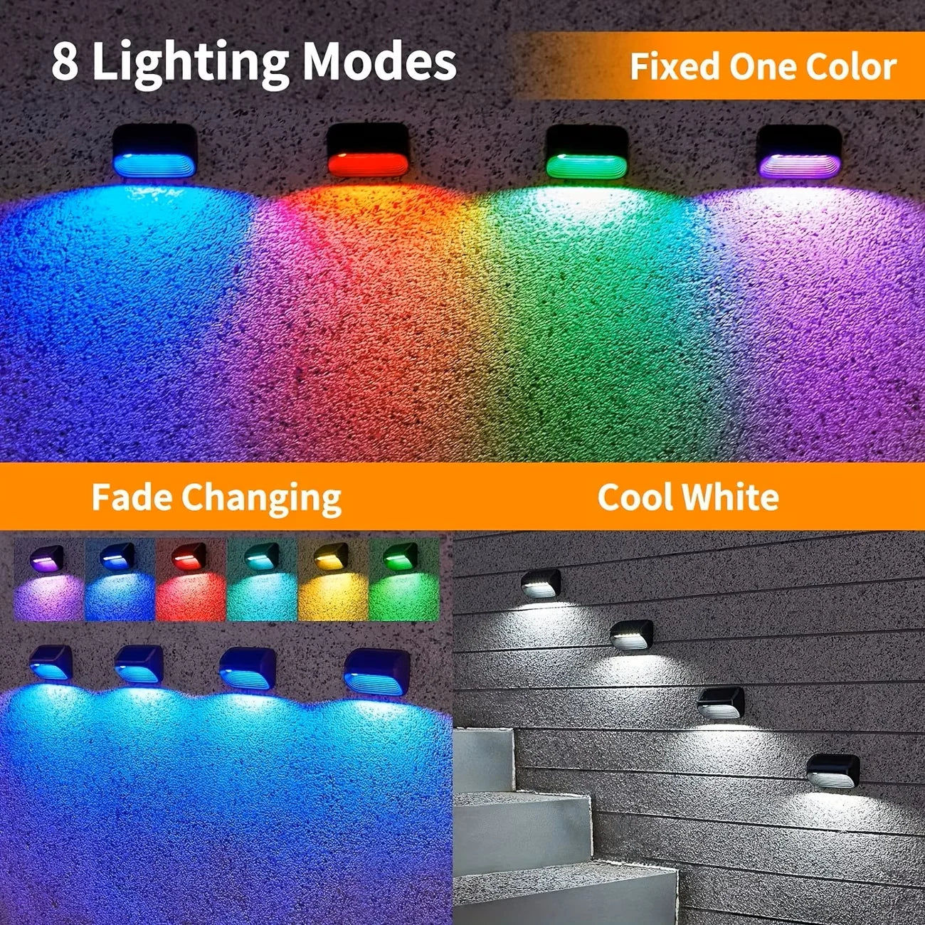 Solar Fence Light With Rgb Led Waterproof Outdoor Wall