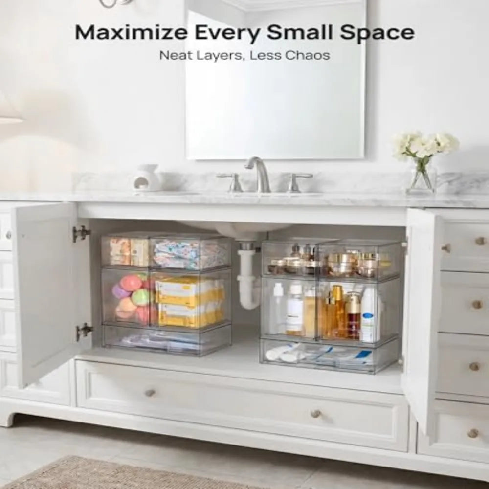 Stackable Plastic Storage Drawers Organizer for Home Office