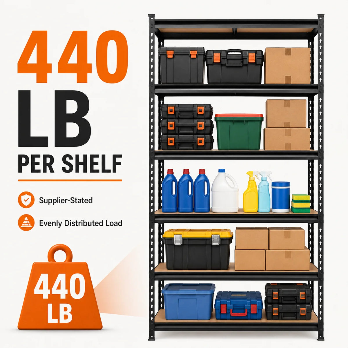 Heavy Duty Five Tier Metal Garage Storage Rack