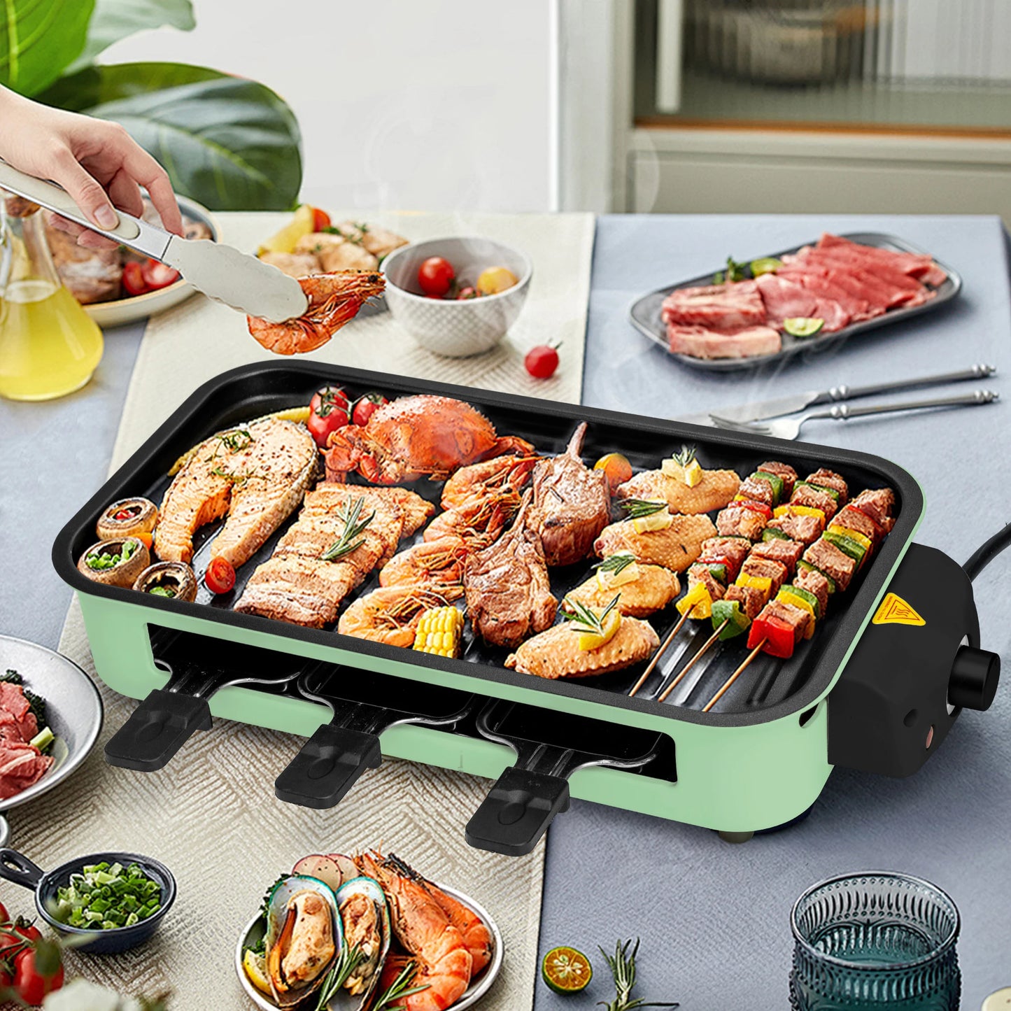 Suslas 1500W 2-In-1 Nonstick Smokeless Electric Grill Pan