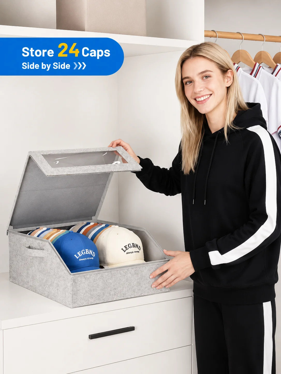 Stackable Baseball Cap Storage Box For Hats