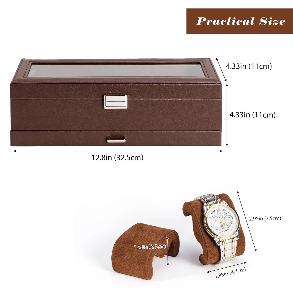 Two Layer Watch Display Case With Storage Drawer