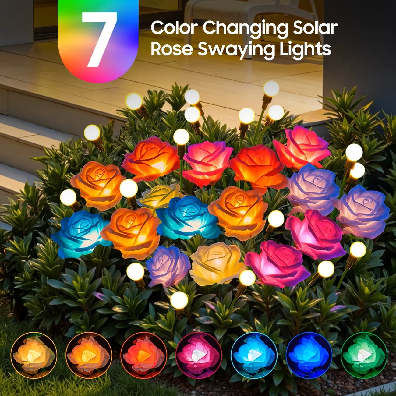 Solar Outdoor Rose LED Garden Lights