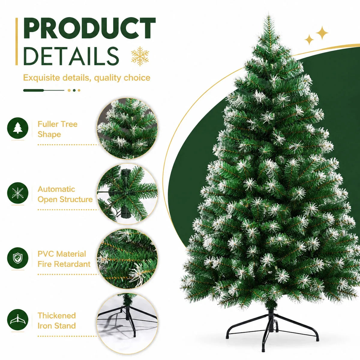 Artificial Frosted Pine Christmas Tree With Metal Base