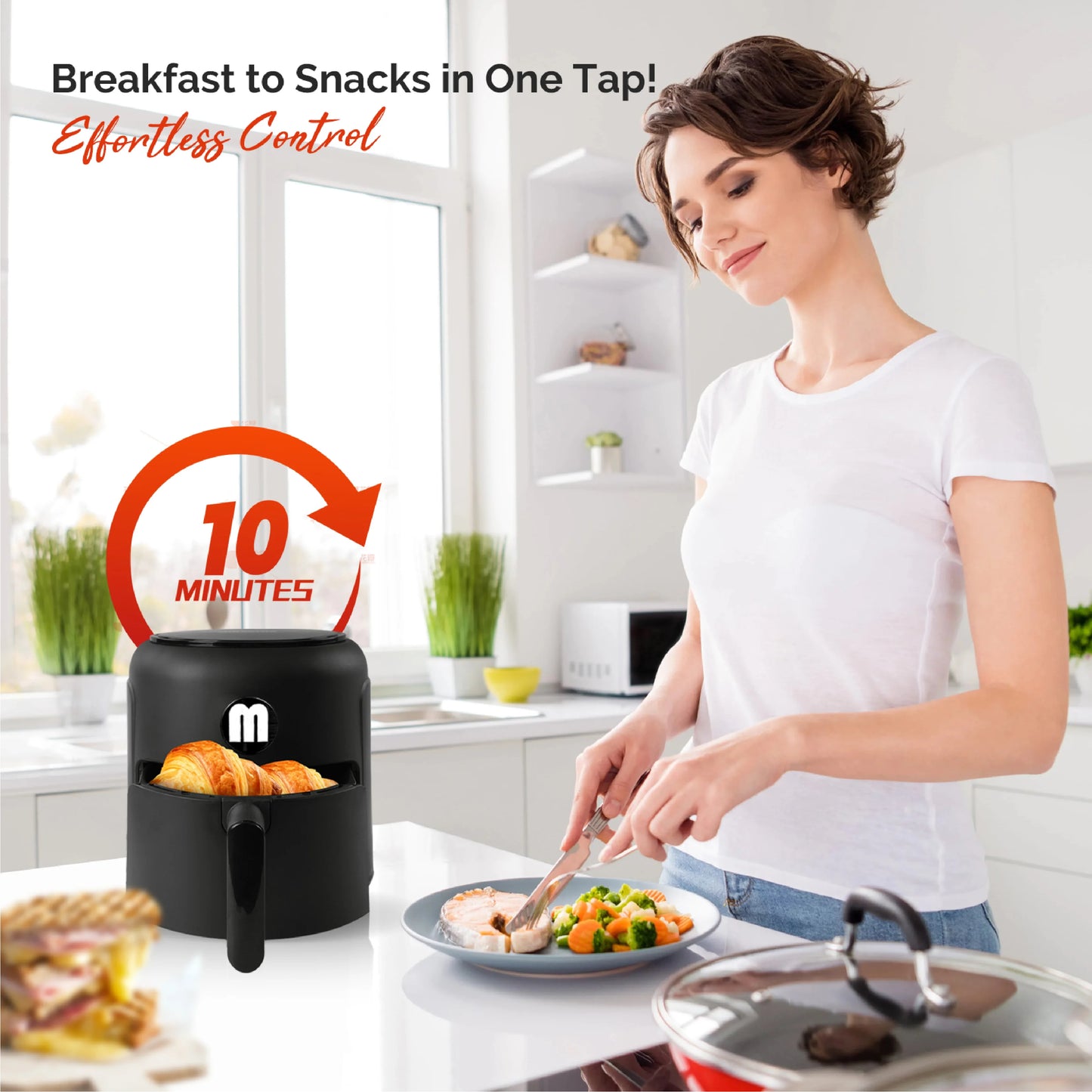 Miraston Digital Mini Air Fryer With Nonstick Basket