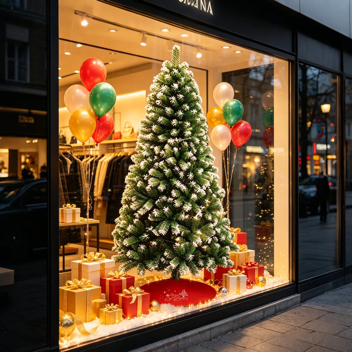 Artificial Frosted Pine Christmas Tree With Metal Base