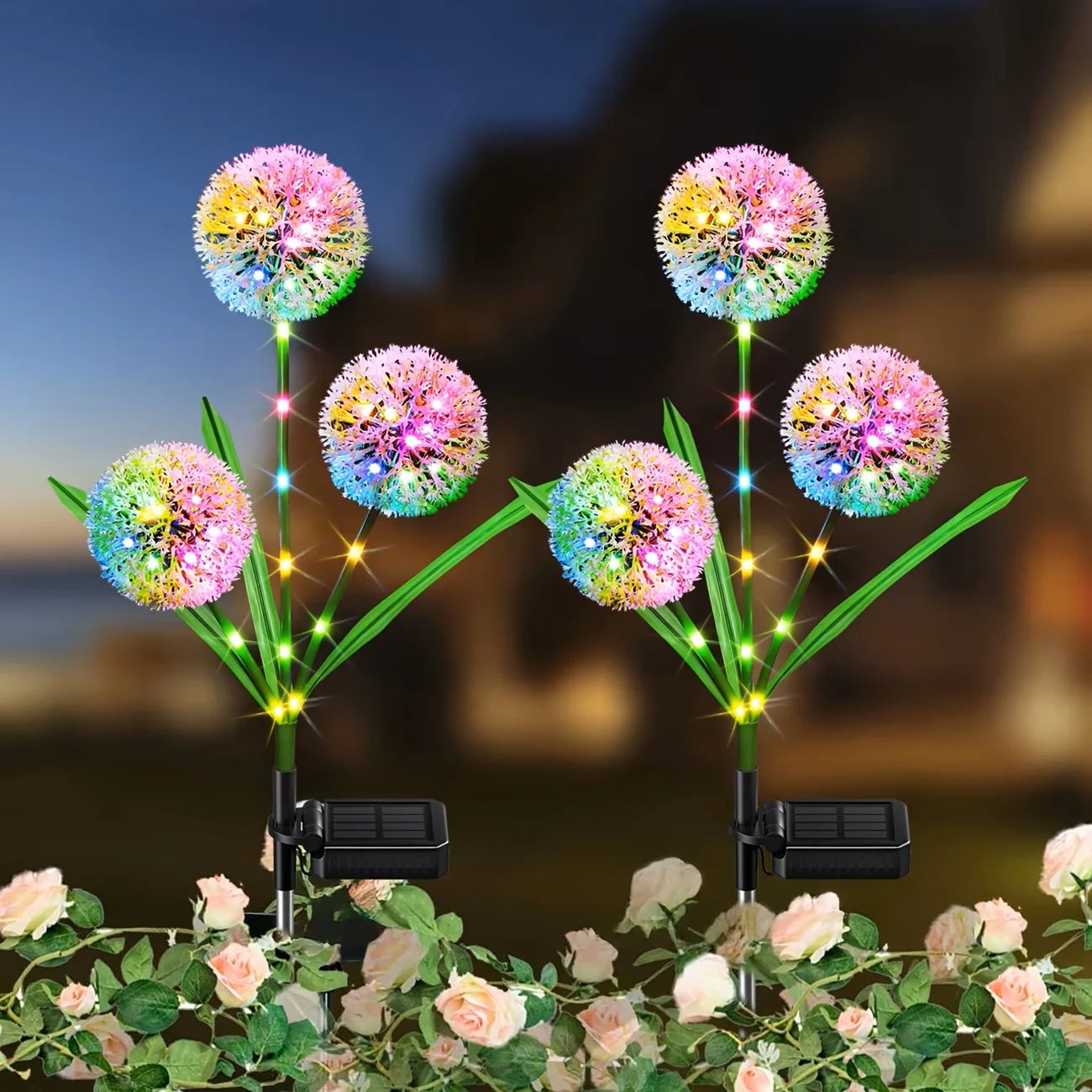 Solar Led Dandelion Outdoor Ground Light 4 Pack