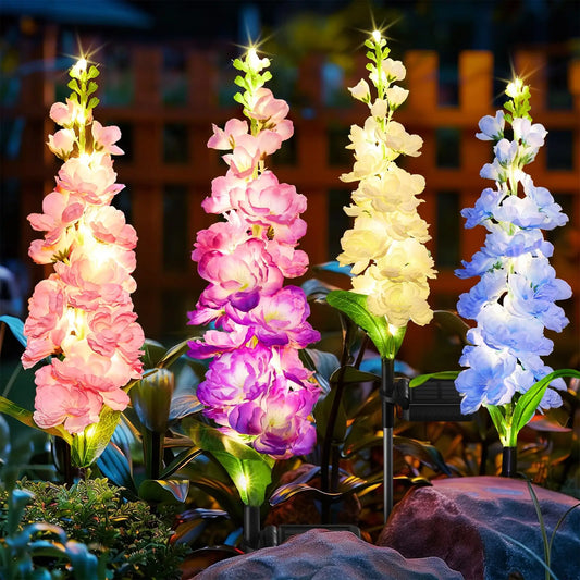 Solar Delphinium Flower Garden Lights With 80 Led Bulbs