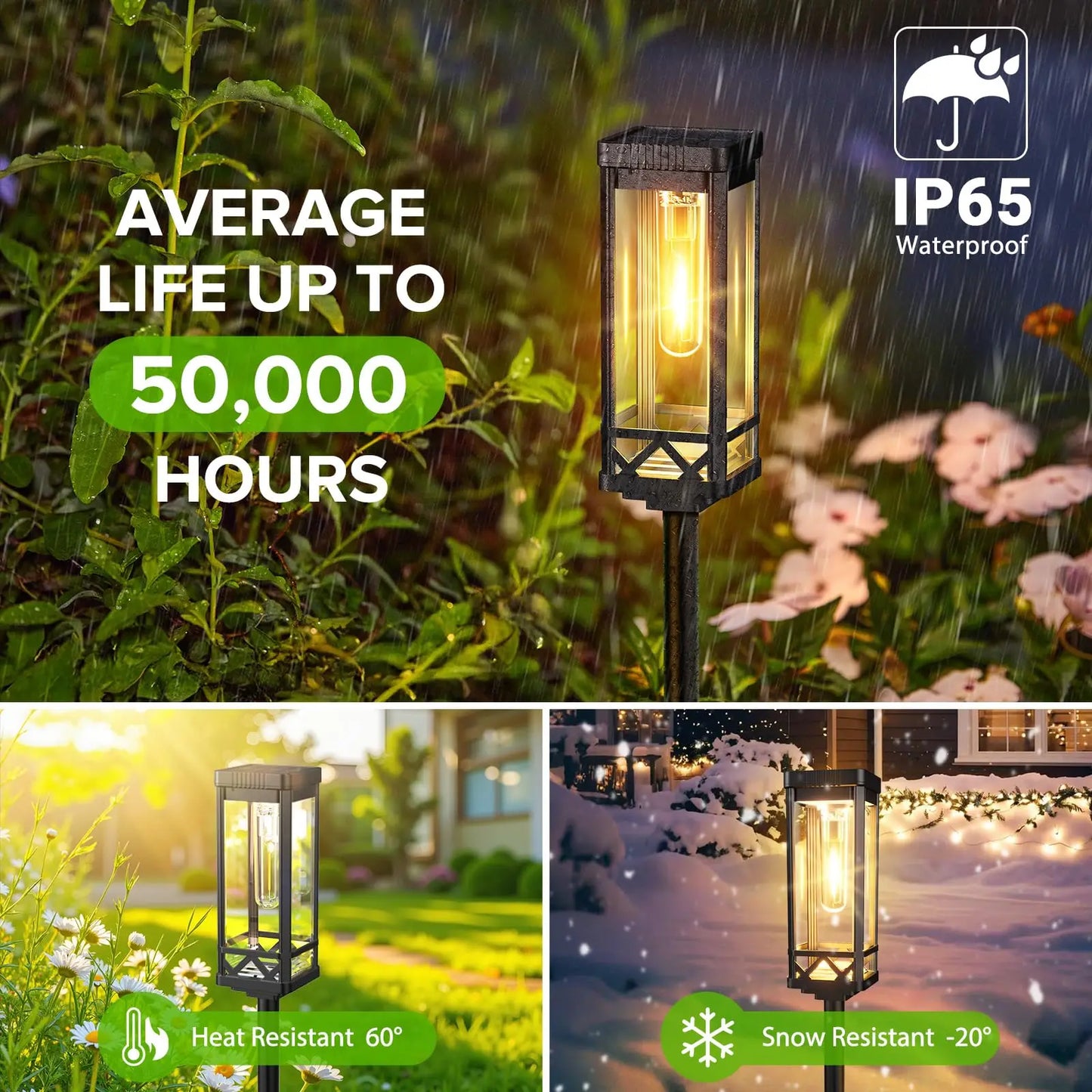 Solar Pathway Lighting Waterproof Walkway Yard LED