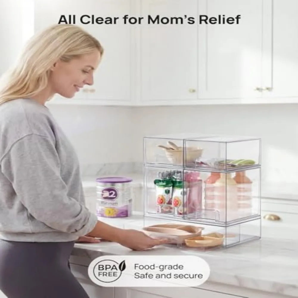 Stackable Plastic Storage Drawers Organizer for Home Office