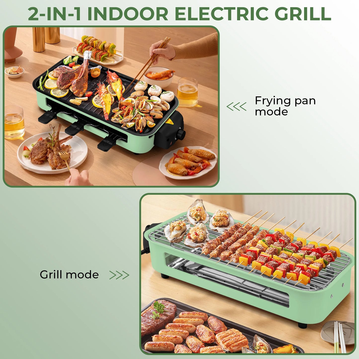 Suslas 1500W 2-In-1 Nonstick Smokeless Electric Grill Pan