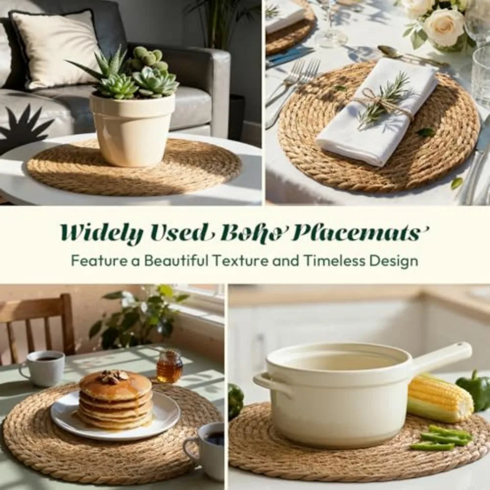 Natural Woven Rush Placemats for Dining Table