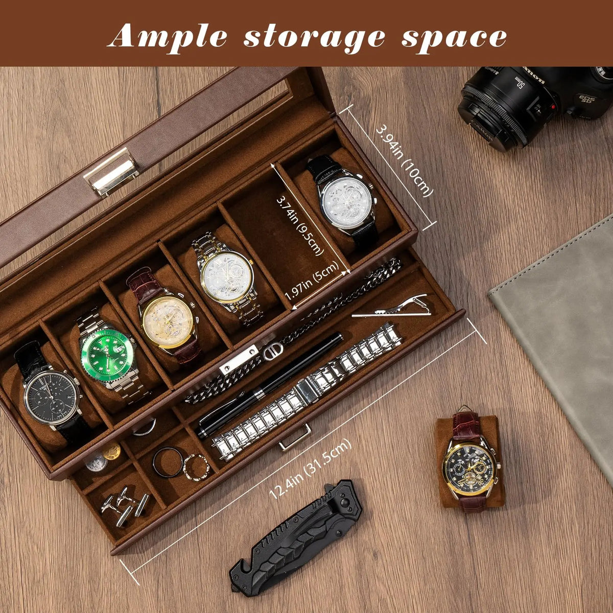 Two Layer Watch Display Case With Storage Drawer