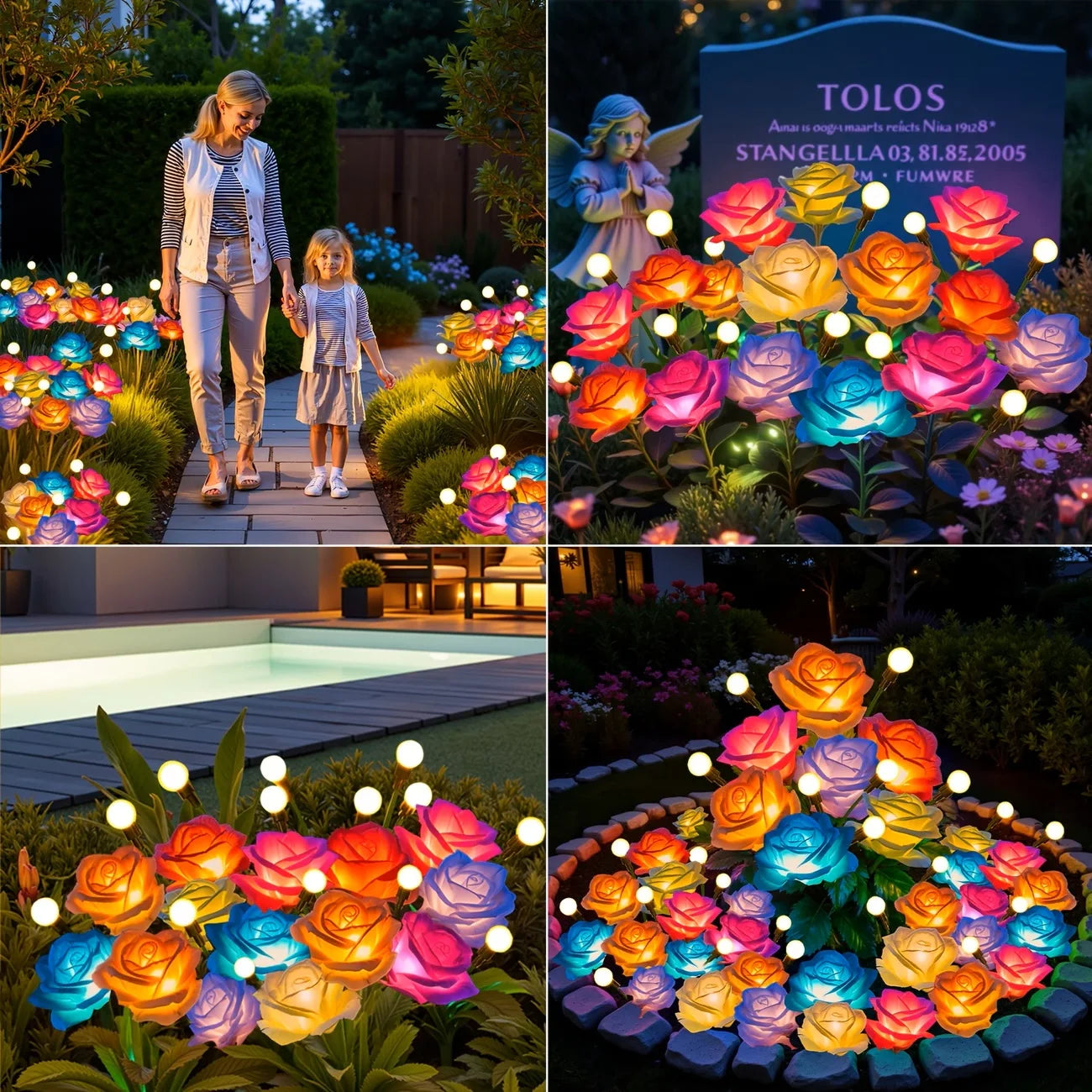 Solar Outdoor Rose LED Garden Lights