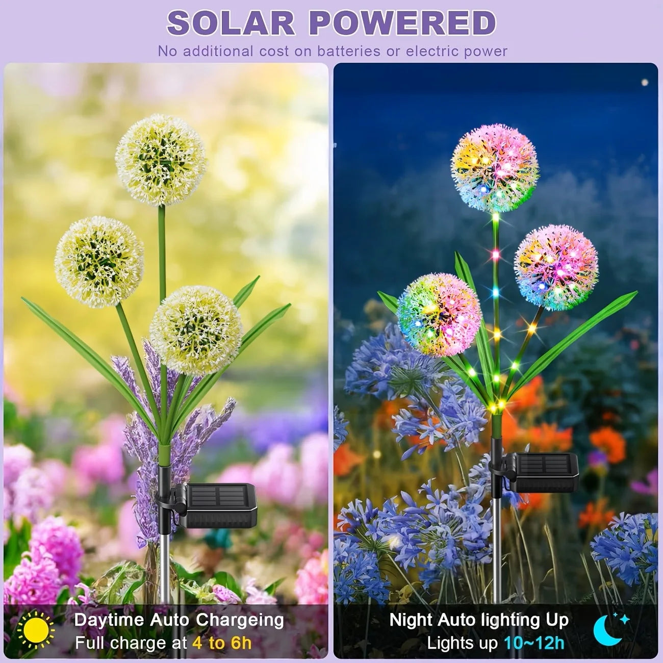 Solar Led Dandelion Outdoor Ground Light 4 Pack