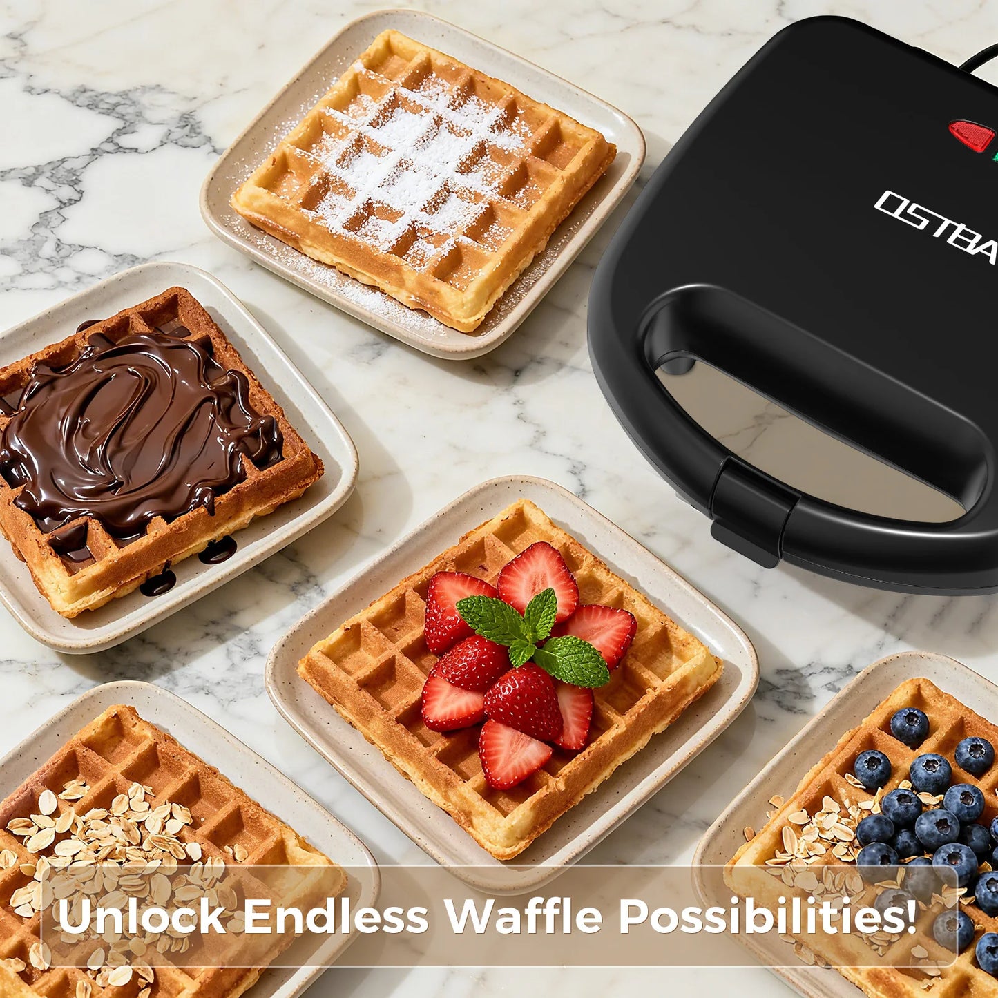 OSTBA Nonstick Belgian Waffle Maker With Indicator Lights